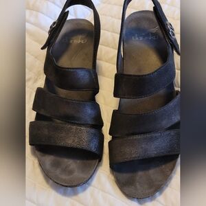 Dansko Black Leather Sandals Comfort Strappy Design